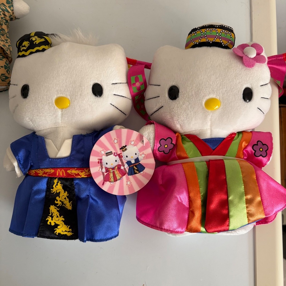 Vintage 1999 McDonalds Hello Kitty Wedding Plush Set Traditional Dress 2pc Tag